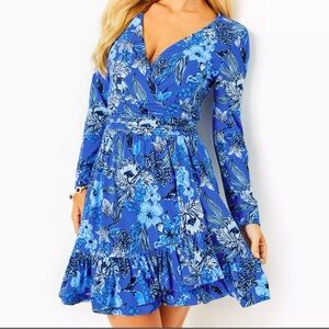 Lilly Pulitzer Codylee Long Sleeve Romper Alba Blue Cruisin Together Medium